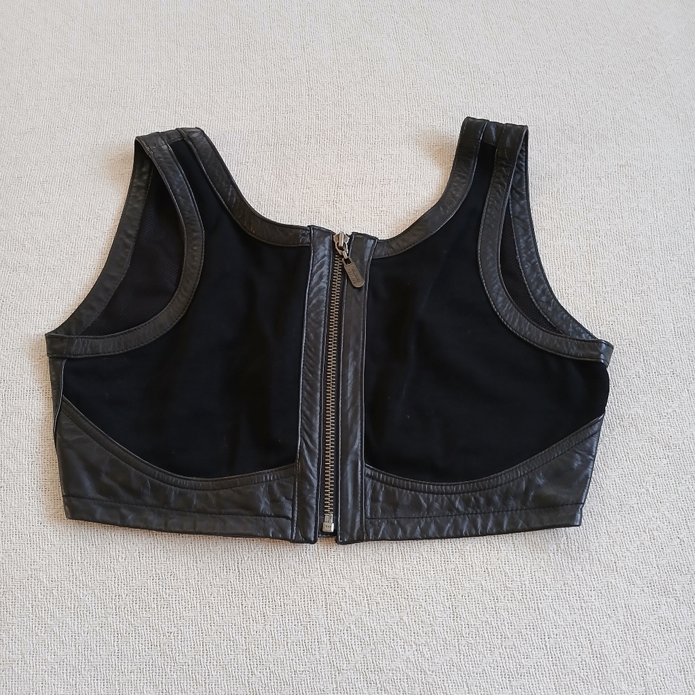 harley-davidson vintage leather spandex crop top bra biker chic gothic vtg 38 10